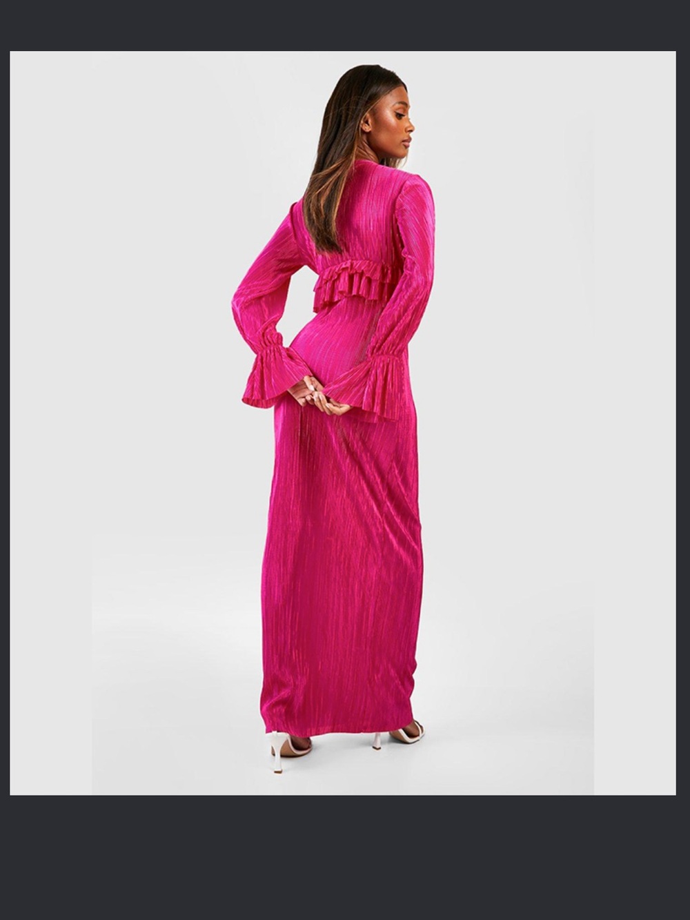 Boohoo Hot Pink Ruffle Maxi Dress - Picture 4 of 15